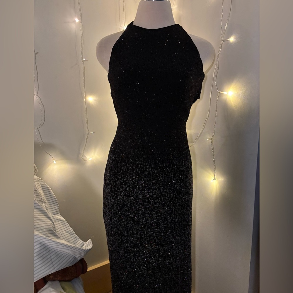 Chic Black Glitter Maxi Dress